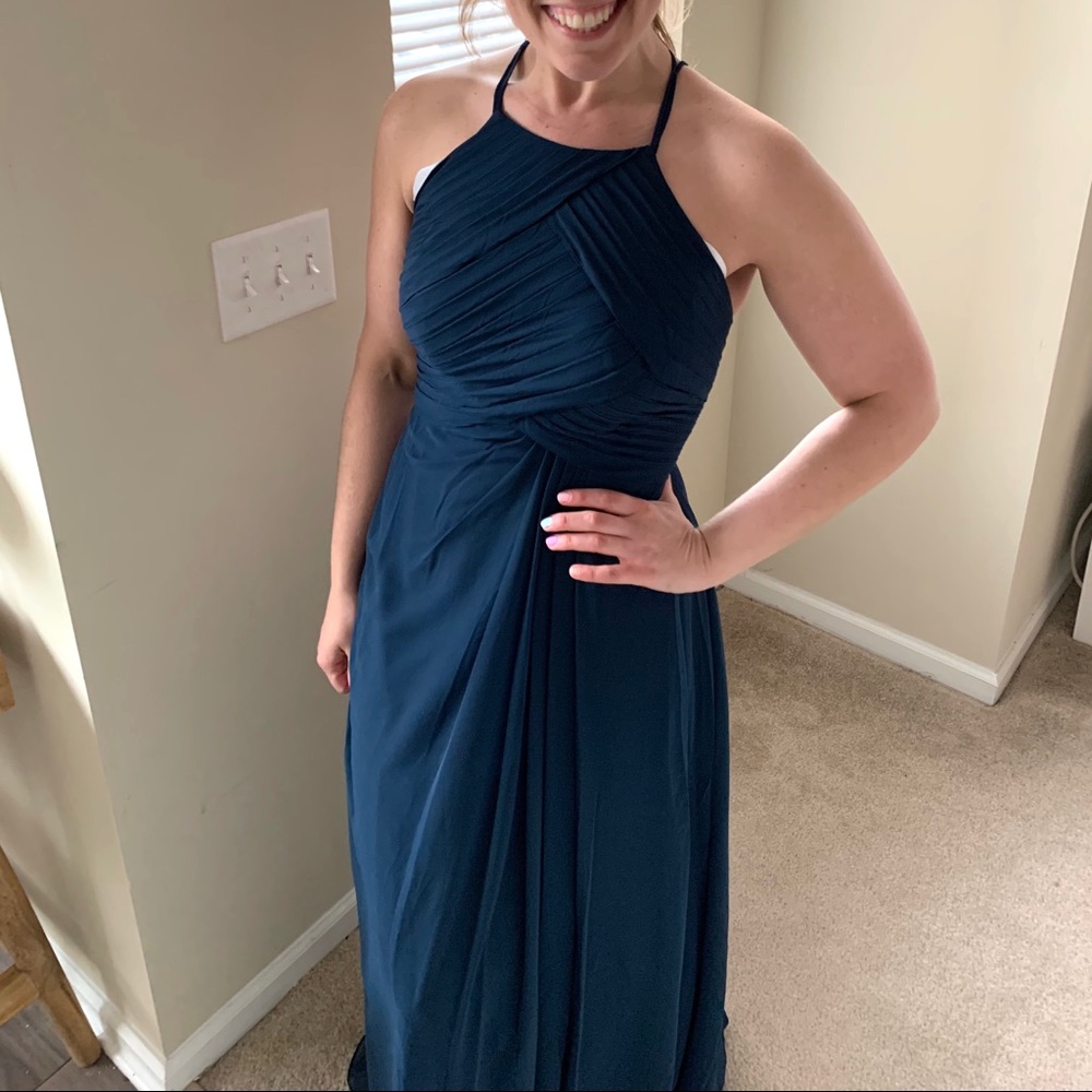 Azazie navy bridesmaid dress
